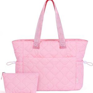 Women Large Quilted Puffer Tote Bag Lightweight Waterproof Organizer